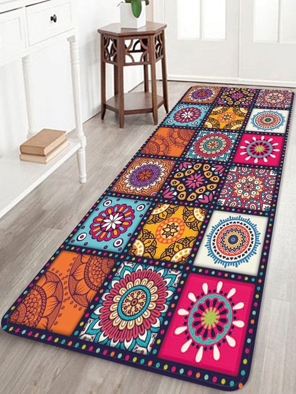 Bohemian Style Floral Pattern Rug