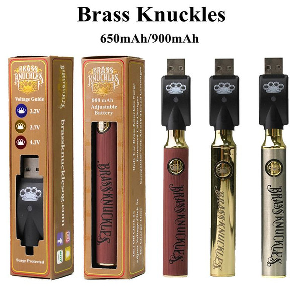 Brass Knuckles Vape Battery 650mAh 900mAh Preheat Variable Voltage Vape Pens Batteries With USB Charger Preheating 510 Thread Battery