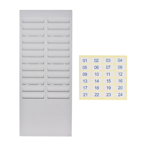 24-Slot Time Card Rack Plastic Wall Mounted Cards Holder for Office Factory Time Card Machine Attendance Recorder