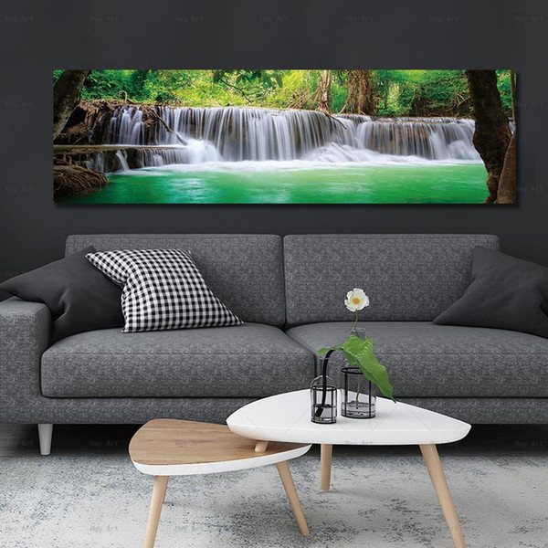 blue lake canvas painting wall pictures for living room posters and prints waterfall landscape poster