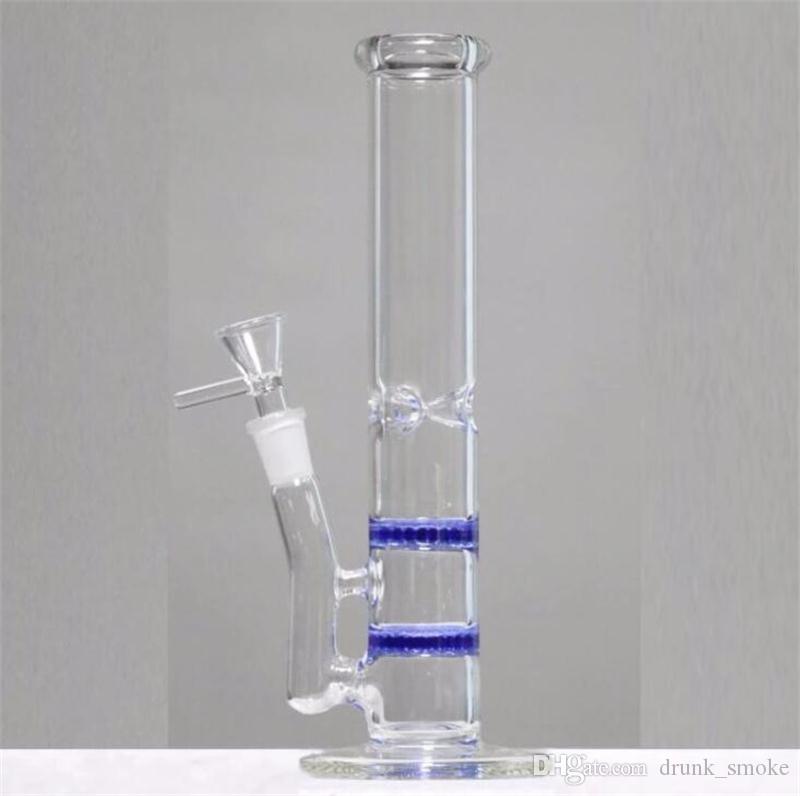 Clear Glass Bongs Cheap Dab Rig 2 layer Honeycomb Perc Water Pipe Straight Tube Bubbler Smoking Water Pipes free shipping dab Rigs 18mm