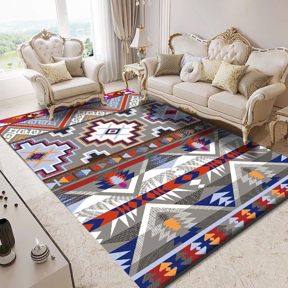 Floor Mat Geometrical Pattern Color Block  Washable Living Room Mat