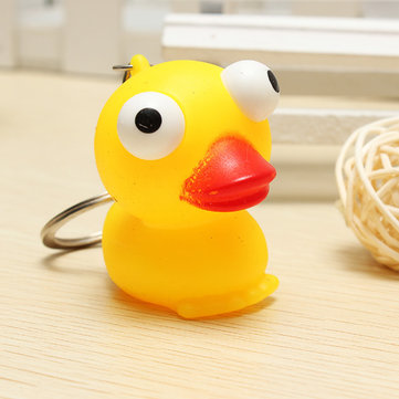 Small Yellow Duck Squeeze Spoof Toy Stress Reliever Toy With Key Chain Squishy Toys