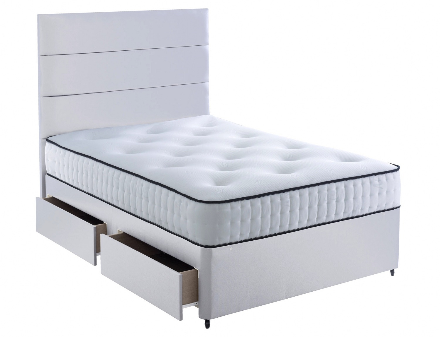 Luxury Pocket Spring Series 1500 Memory Foam Divan Bed-Small Double-2 Drawers Same Side