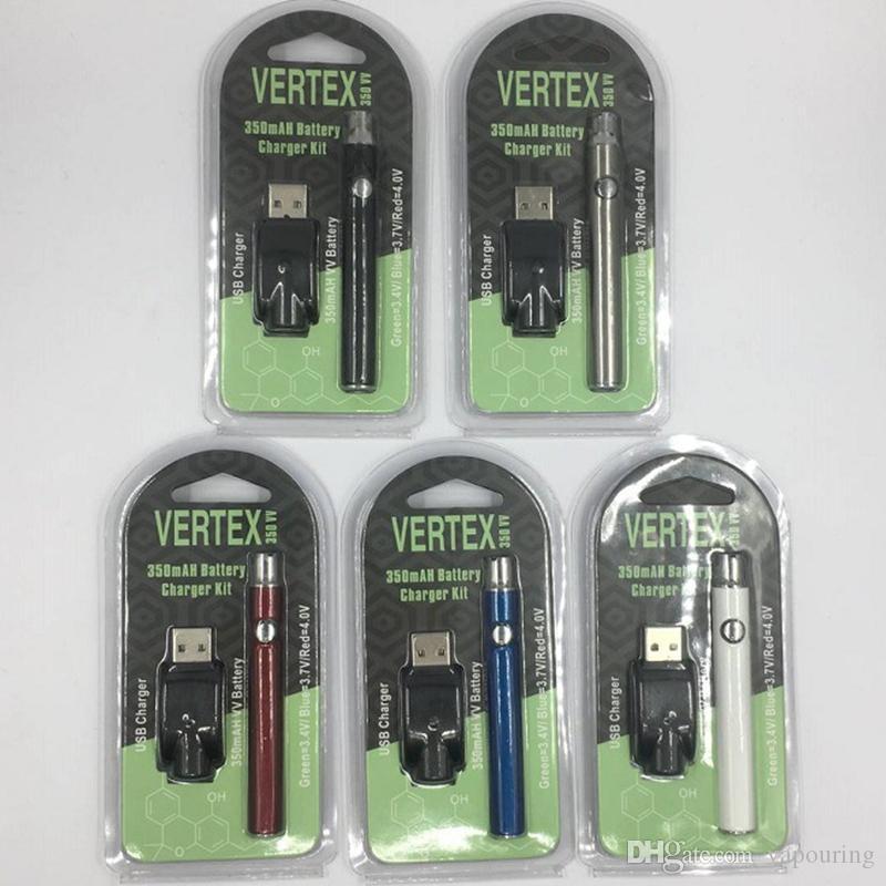 Vertex Preheat Battery 350mAh Variable Voltage 510 Thread Vape Pen Battery With USB Charger Fit for CE3 G2 Vaporizer Cartridges DHL free