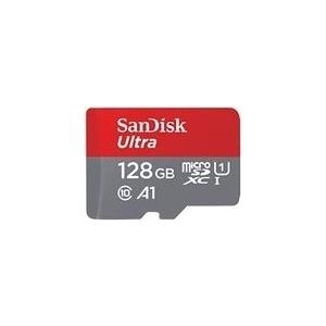 SanDisk Ultra - Flash-Speicherkarte (microSDXC-an-SD-Adapter inbegriffen) - 128GB - A1 / UHS Class 1 / Class10 - microSDXC UHS-I (SDSQUAR-128G-GN6MA)