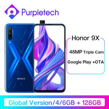 Global Version Honor 9X Smartphone 48MP Triples Camera 6.59'' Mobile Phone Android 9 Google Play  4000mAh Cell Phones