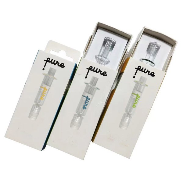 1ml Pure Syringes Luer Lock Glass Syringe Oil Filling Tools Box Packaging 12 Colors with Measurement Mark for 1ML Vape Cartridge
