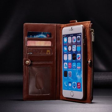 2 In 1 Multi-function PU Leather Detachable Zipper Wallet Kickstand Case For iPhone 6 6s 4.7"