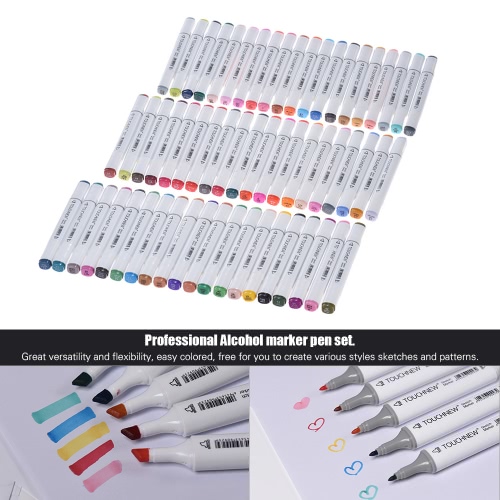 60 Colors Dual Twin Tip Marker Marking Pens Art Sketch Highlighters for Colorful Graphic Drawing Coloring Painting Highlighting Underlining