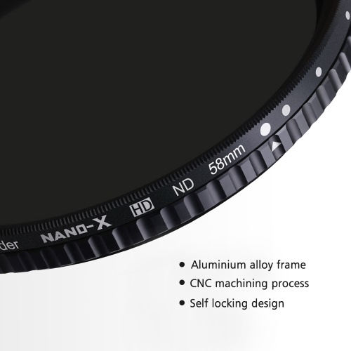 K&F CONCEPTO 72 mm ultrafino ajustable Densidad Neutral Variable ND Fader de Filtro ND2-ND32 para Lentes de Cámara para Cámaras Canon Nikon de Sony