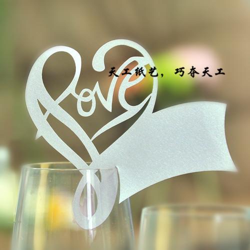 Wholesale- 50pcs Heart Design Wine Glass Decoration Name Place Cards For Wedding Birthday