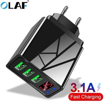 OLAF 5V 3.1A Digital Display USB Charger For iPhone Charger 3 USB Fast Charging Wall Phone Charger For iPhone Samsung Xiaomi