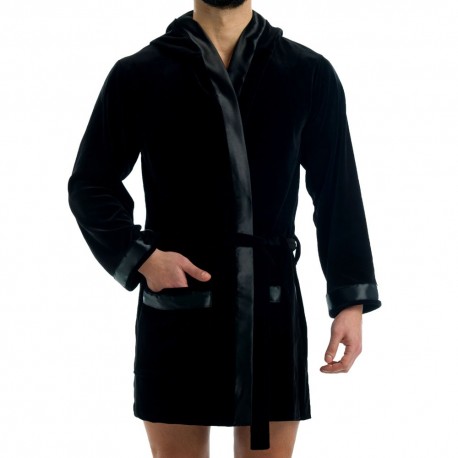 Modus Vivendi Velvet Satin Dressing Gown - Black XL