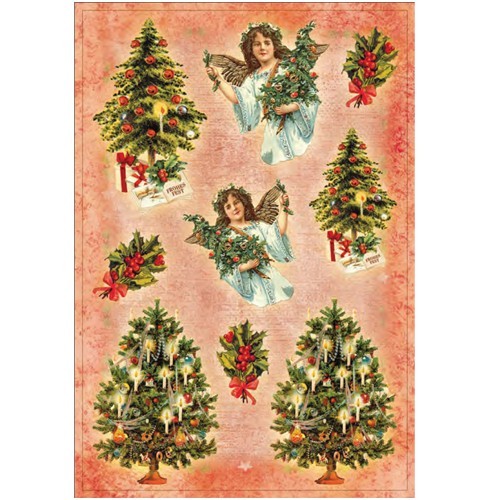 3-D Stickerbogen, Weihnachtsbäume & Engel, 12,5 x 18,5 cm