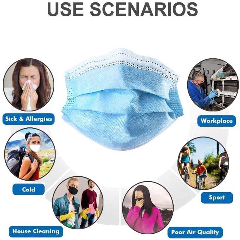 50Pcs Disposable 3-Layer Masks, Anti Dust Breathable Disposable Earloop Mouth Face Mask