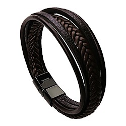 murtoo bracelet for man cowhide genuine leather women unisex cuff wrap bracelet brown black multi-layer magnetic clasp rope wristband (brown, 7.5'') Lightinthebox