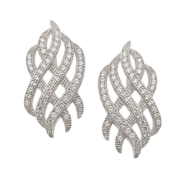 Flame Sterling Silver Earrings with CZ Stones
