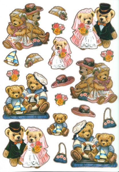 Ultra Gloss Stickerbogen, A4, Teddy-Paare