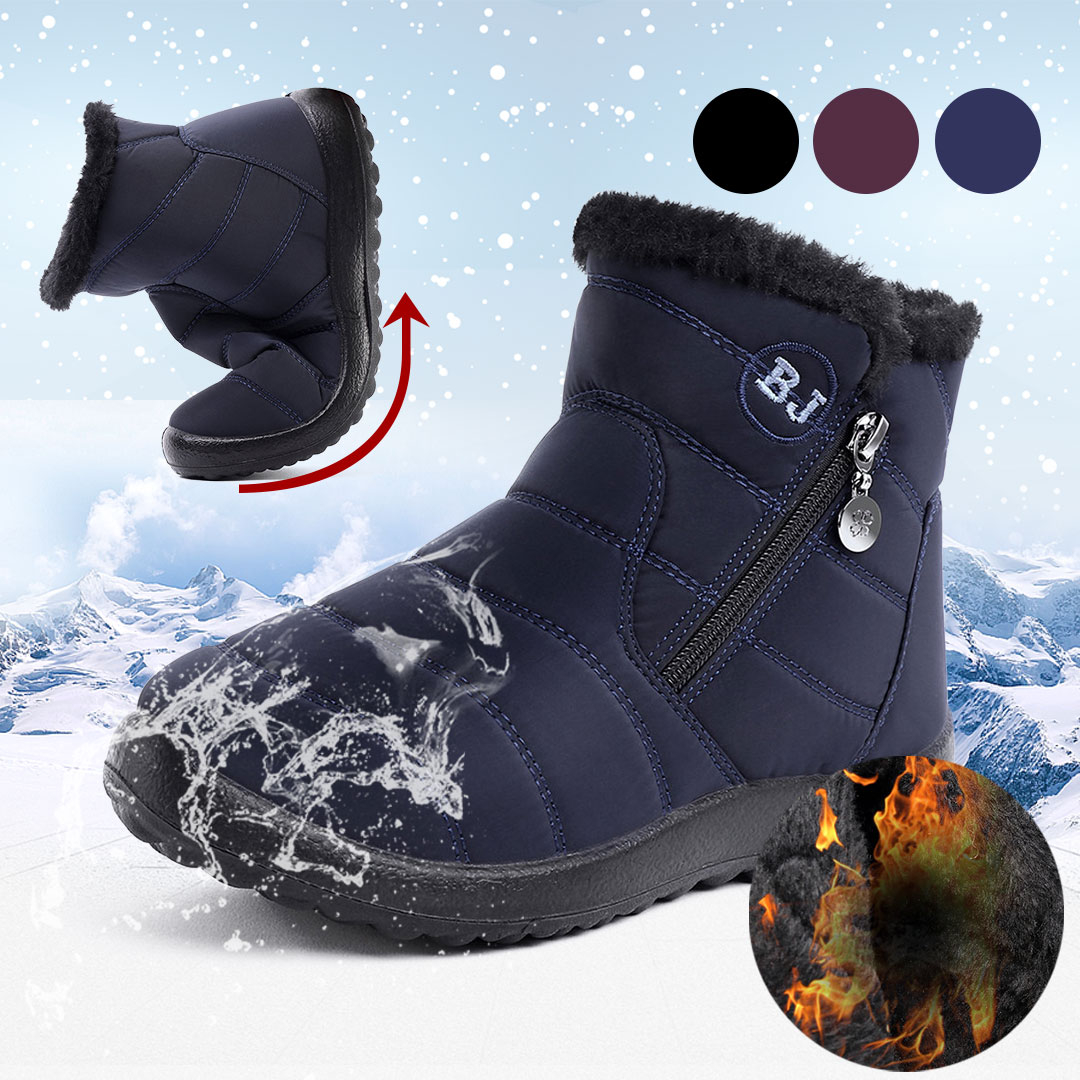 Dark Blue Warm Fur Lining Waterproof Antiskid Boots