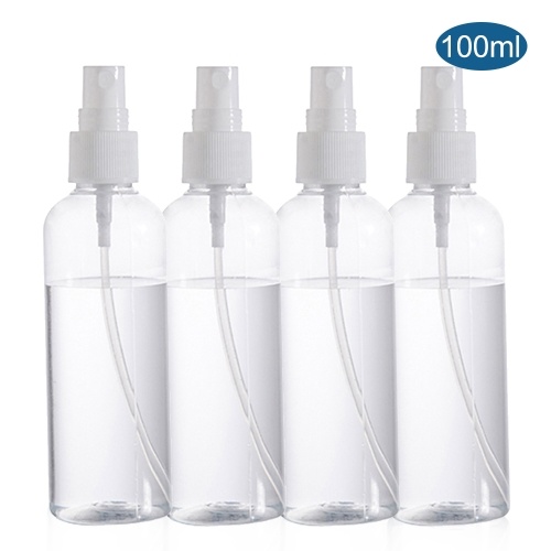 Paquet de 4 bouteilles de pulvérisation de 100 ml Bouteilles de pulvérisation en plastique vides transparentes à brume fine rechargeables