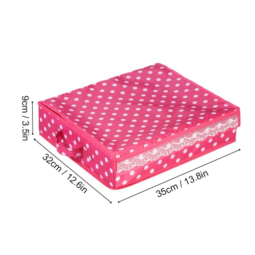 12-Comparment Waterproof Oxford Fabric Foldable Underwear Storage Box Case Ties Socks Closet Drawer Organizer Container with Cover--Rose Red