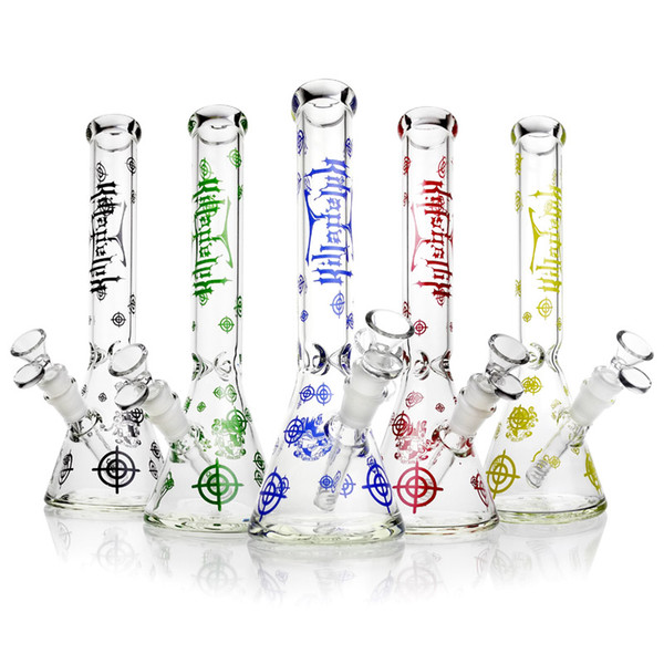 Glass Water Bongs 12'' Killadelph Bong Glass Water Pipes with 14mm Bowl Clear Bubbler Pipe Thick Baker Base Bong Free Shipping