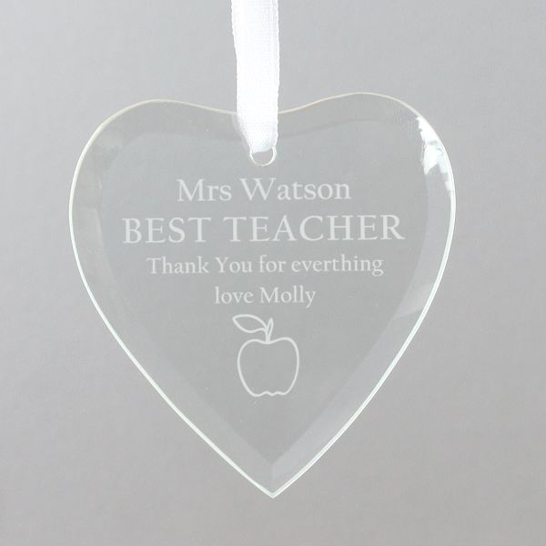 Personalised Teacher Glass Heart