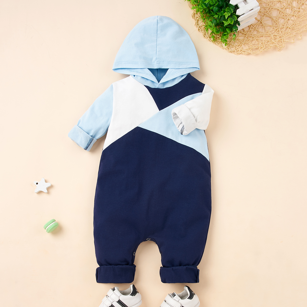 Baby Splice Hooded Jumpsuit