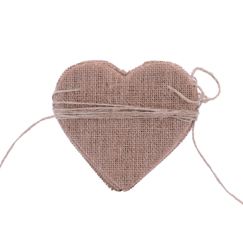 15pcs bricolaje Banner de arpillera para el día de San Valentín Boda y adornos de fiesta en forma de corazón Decorarion paño de lino