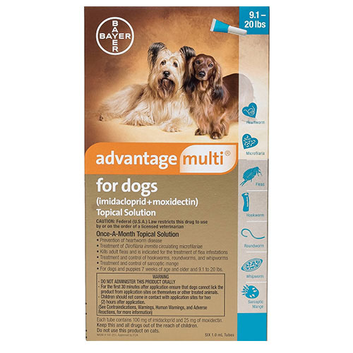 Advantage Multi (Advocate) Medium Dogs 9.1-20 Lbs (Aqua) 3 Doses