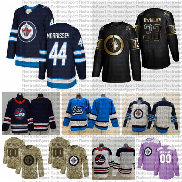 2021 Customize #44 Josh Morrissey Winnipeg Jets Jerseys Golden Edition Camo Veterans Day Fights Cancer Custom Stitched Hockey Jerseys