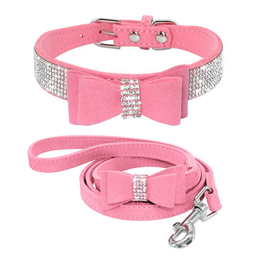 Pink Bow Tie Crystal Cute Dog Kitty Pet Collar