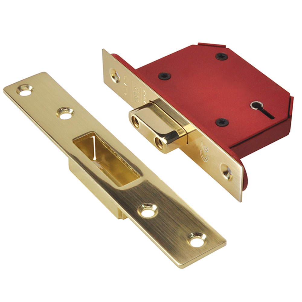 Union Strongbolt 2100S BS 5 Lever Mortice Deadlock 68mm 2.5in Satin Brass Boxed