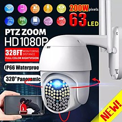 IP66 Wifi Security Camera AU White Auto Tracking/Two-Way Audio/Motion Detection Night Vision ONVIF/PTZ 63 Lights 1080p Rotate AP Lightinthebox
