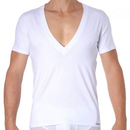 Doreanse Essential Super Low V-Neck T-Shirt - White L