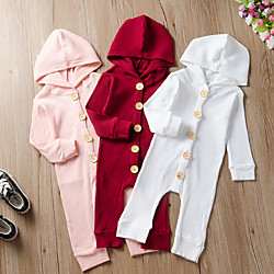 Baby Girls' Active Solid Colored Long Sleeve Romper White Red Blushing Pink miniinthebox