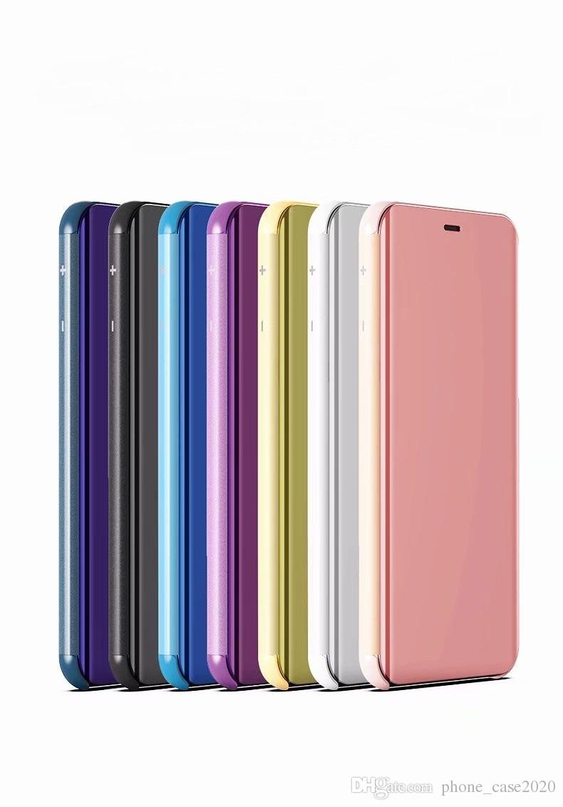 Slim Electroplating Mirror Flip Stand Case For Samsung Galaxy J6 Plus Prime J4 Plus J8 J6 J4 J3 J7 A5 A7 Note 9