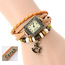 deux couches wrap bracelet cuir PU la sortie analogique de cadeaux personnalisés femmes montre avec strass gravé