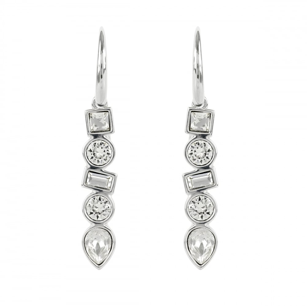 Silver Multi Shape Drop Earring Created With Swarovski Crystals