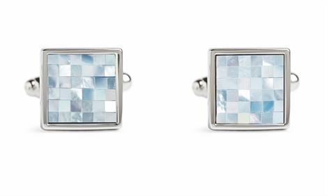 Chequer Blue Mother of Pearl Cufflinks