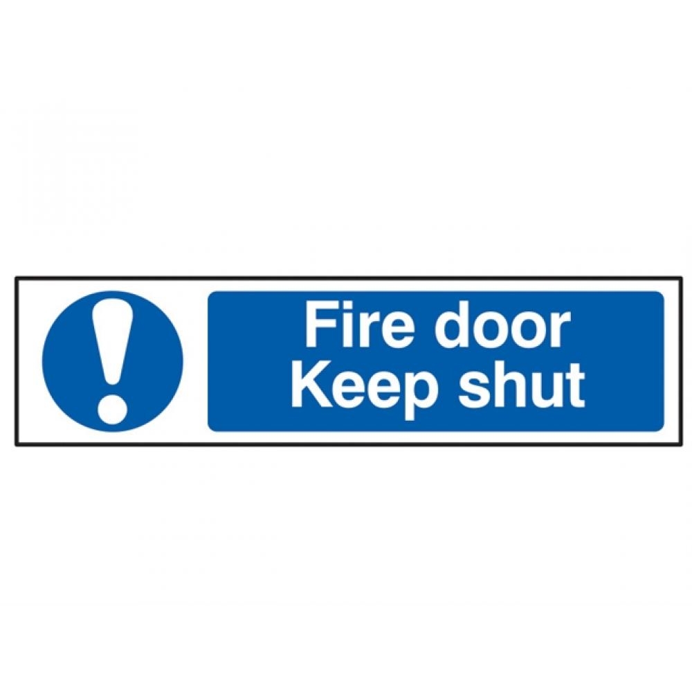 Scan Fire Door Keep Shut - PVC 200 x 50mm