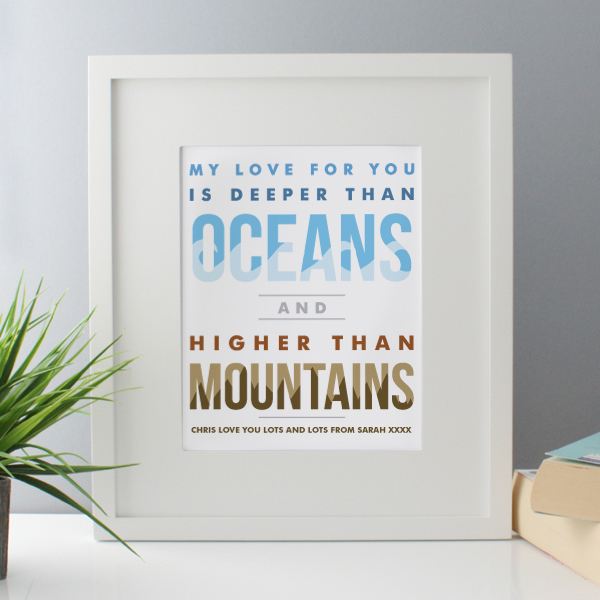 Personalised Oceans And Mountains Framed Print