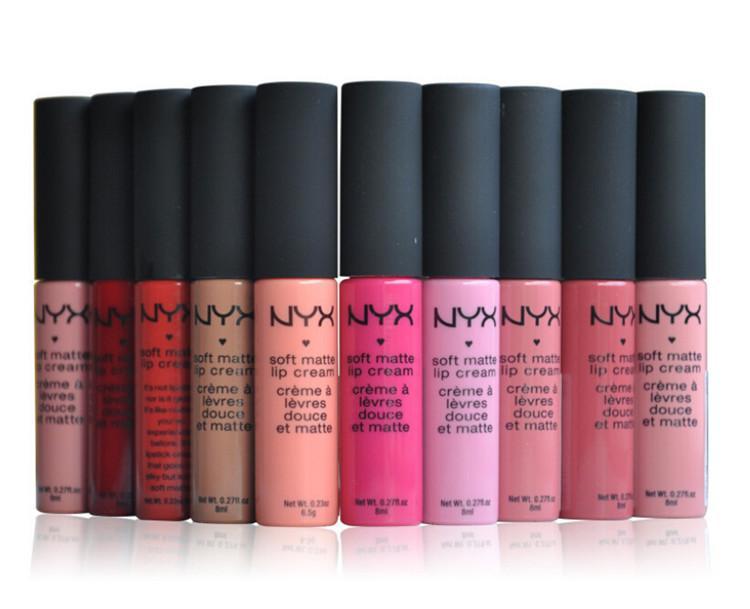 2015 NYX Soft Matte Lip Cream Lipstick NYX Makeup Charming Long-lasting Daily Party Brand Glossy Makeup Lipsticks Lip Gloss