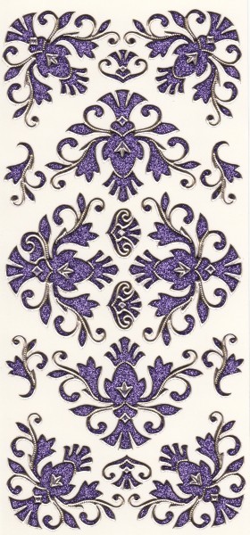 Microglitter-Sticker, Schnörkelornament 2, violett