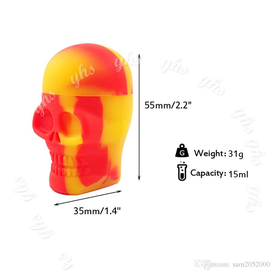 50pcs/lot The best slick Skull NonStick oil Silicone Container Wax Dab Silicone Jar for dab free shipping