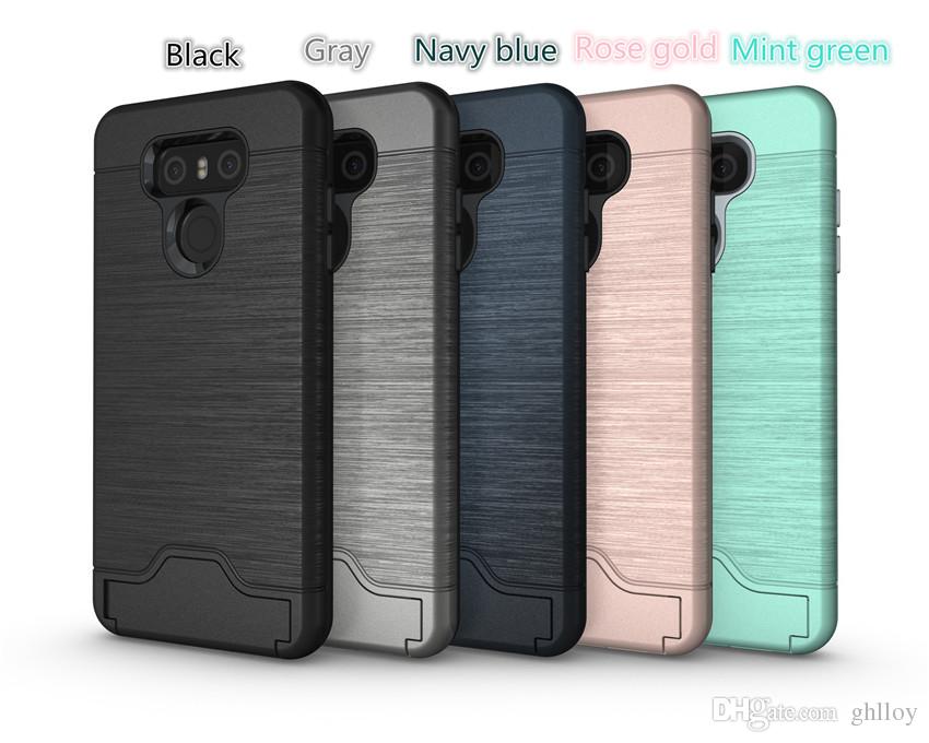 For LG g6 Case Hybrid Armor Holder Credit Card Pocket Phone Case With Kickstand