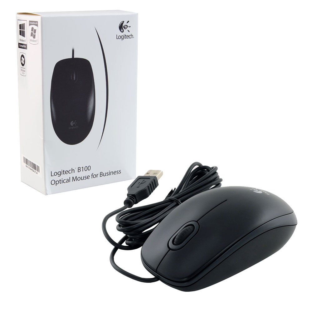 Logitech B100 USB Optical Mouse Precision 800dpi Black. Brand New 910-003357