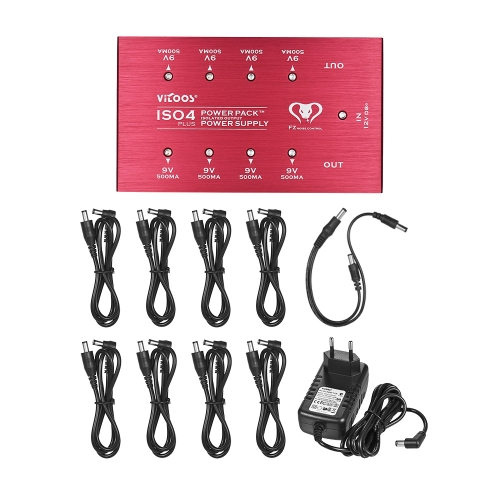 VITOOS ISO4PLUS Compact Guitar Effets Alimentation Bloc d'alimentation Station 8 Isolé DC 9V Sorties Max. 500 mA avec protection de court-circuit