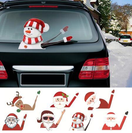Santa Snowman Car Sticker Merry Christmas Decorations for Home Xmas Ornaments Navidad Gifts Happy New Year 2020